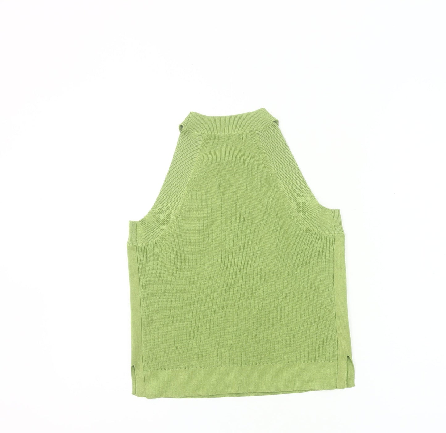 MNG Womens Green Knit High Neck Sleeveless Tank Top Size 8