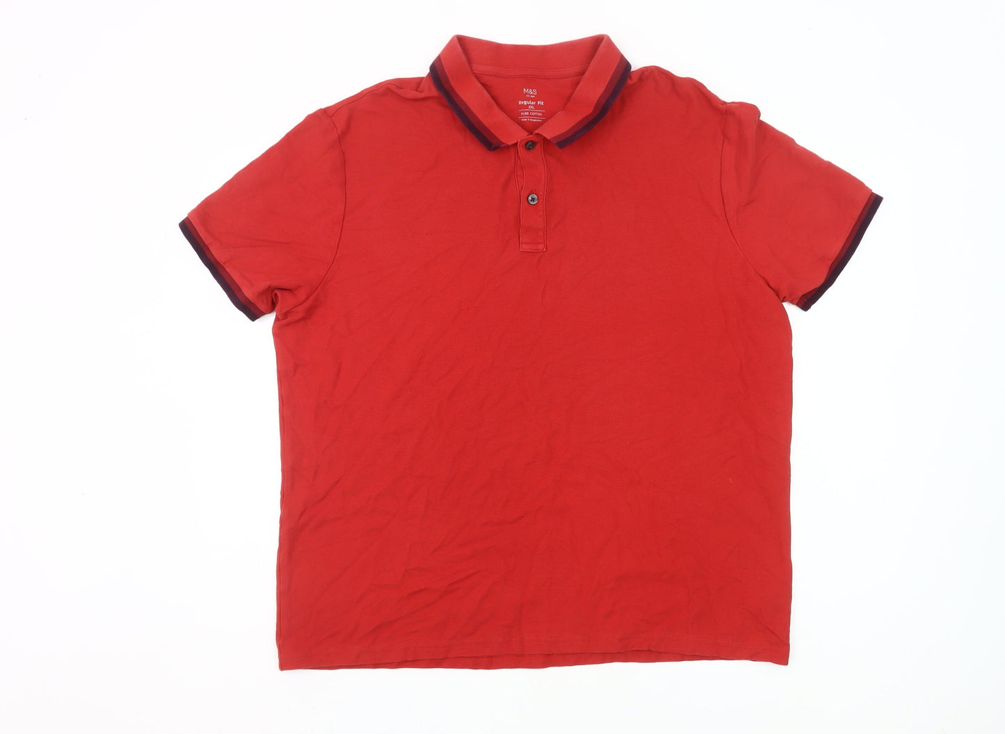 Marks and Spencer Men’s Red 2XL Cotton Polo Shirt Casual