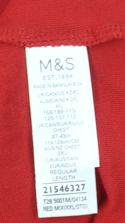 Marks and Spencer Men’s Red 2XL Cotton Polo Shirt Casual