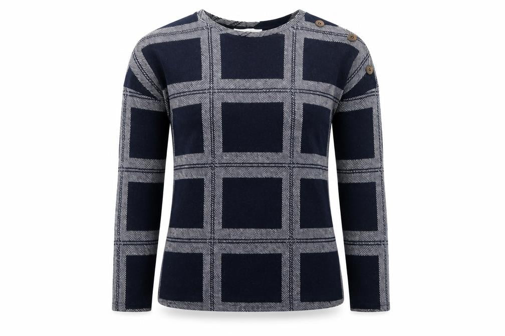 Next Womens Black Check Knit Blouse Size 10 Long Sleeve