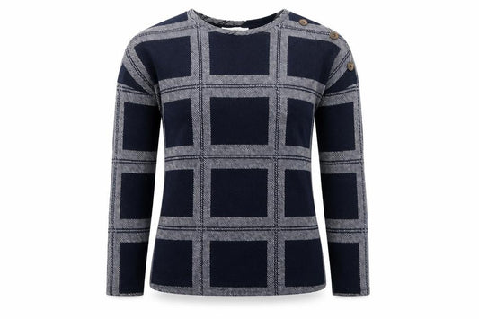 Next Womens Black Check Knit Blouse Size 10 Long Sleeve