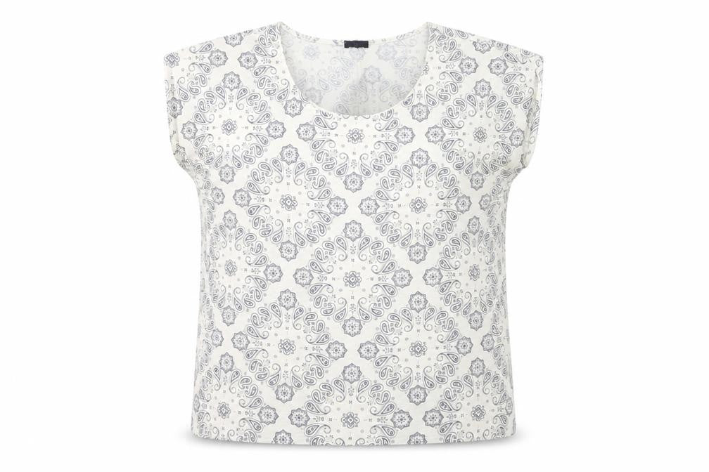 Gap Women Ivory Paisley Print Scoop Neck T-Shirt Size M