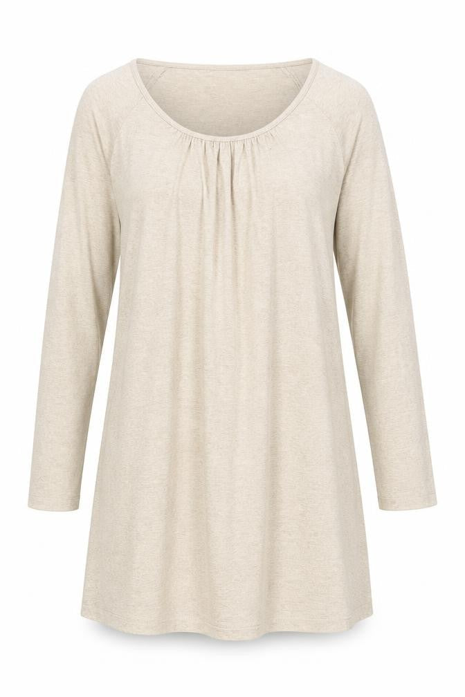 Michael Stars Women’s Beige Shift Dress M Long Sleeve Scoop Neck