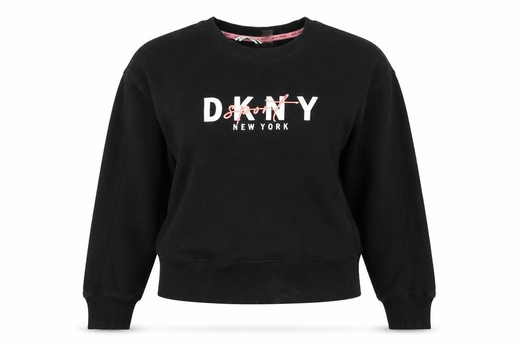 DKNY Women Black Logo Pullover Sweatshirt Size 8 Regular Fit