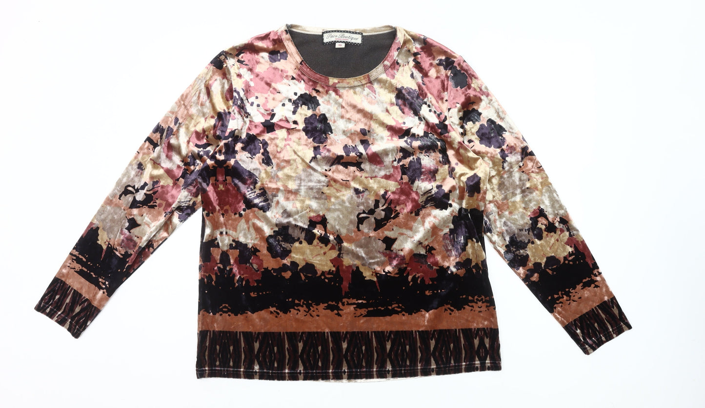 Paco Boutique Womens Multicoloured Velvet Floral Blouse Size 16