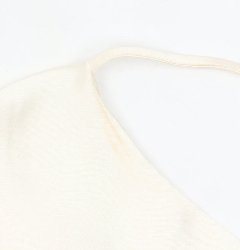 Savida Womens Ivory Size 12 Slip Dress Midi Cowl Neck Polyester