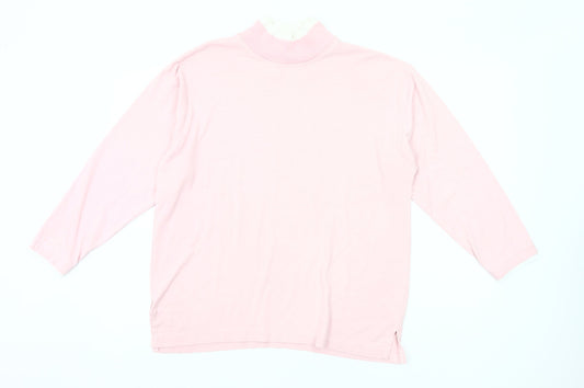 Gitano Womens Pink Mock Neck 3/4 Sleeve Basic T-Shirt Size S