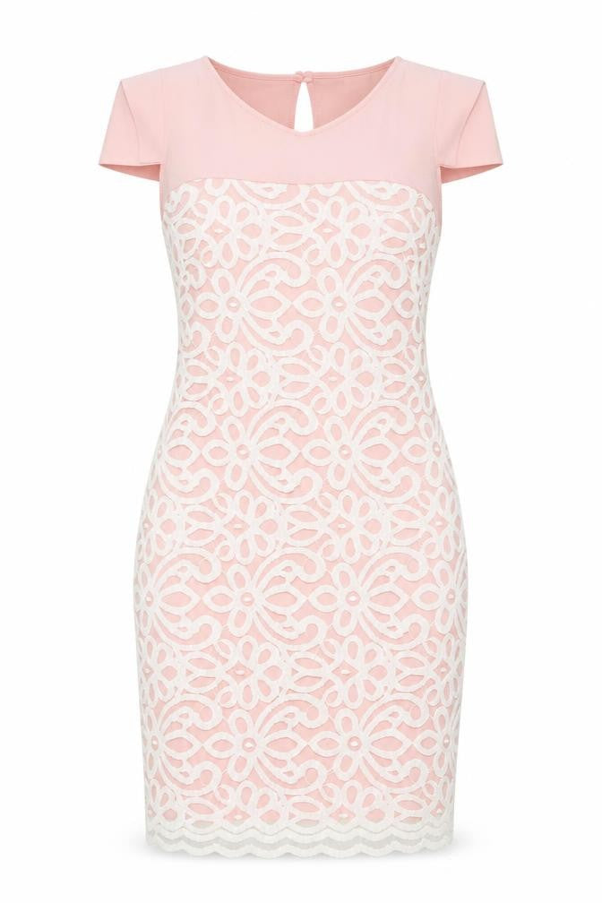 Almar Womens Pink Lace Bodycon Dress Size 8 Wedding Party