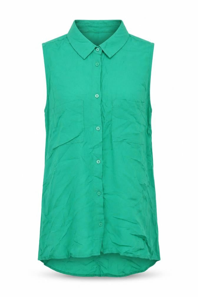 Divided Womens Green Sleeveless Button-Up Shirt Size 6