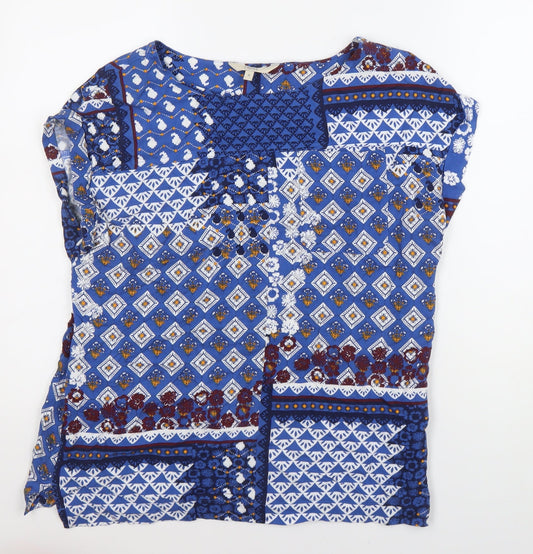 Next Womens Blue Geometric Floral Viscose Tunic Blouse UK 12
