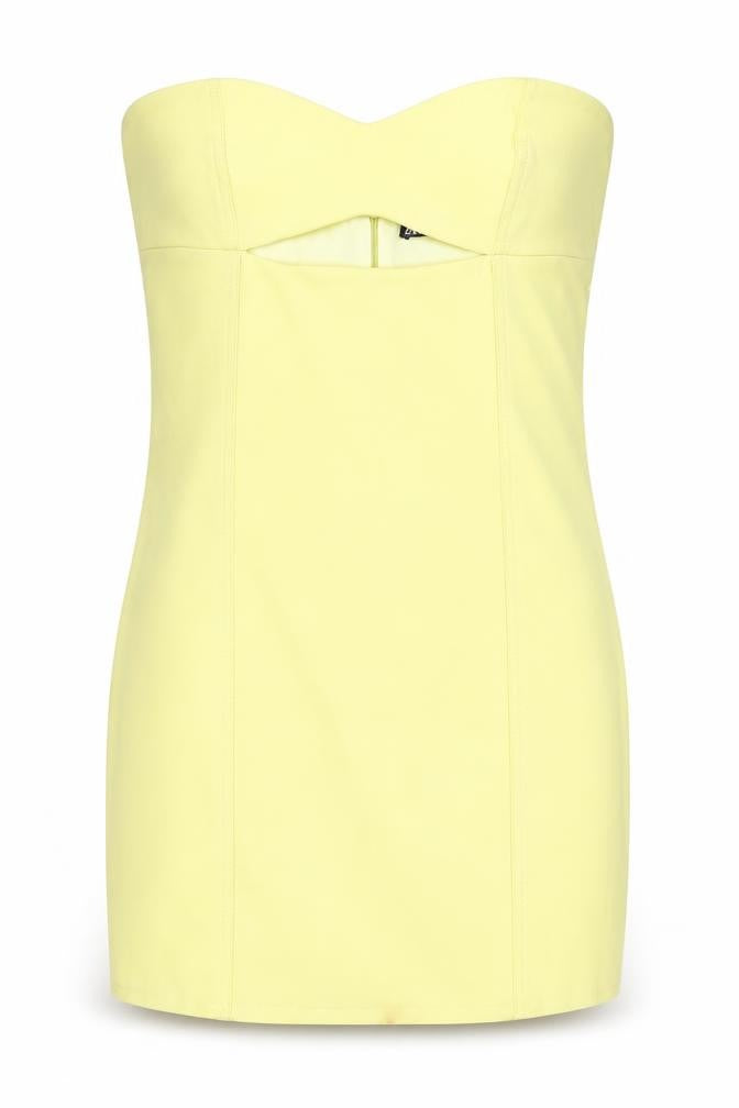 Zara Womens Yellow Strapless Bodycon Dress Size M Short Party