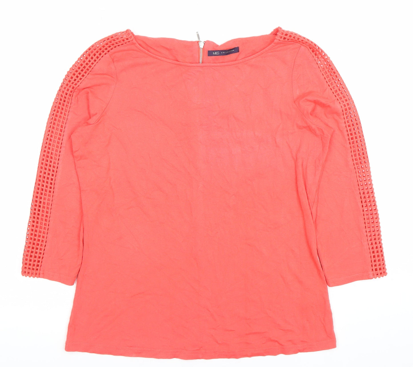 Marks and Spencer Women’s Red Tunic Blouse Size 14 Zip 3/4 Sleeve