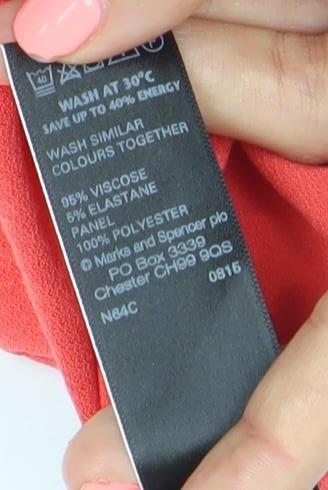 Marks and Spencer Women’s Red Tunic Blouse Size 14 Zip 3/4 Sleeve