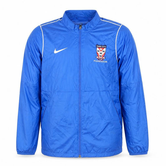 Front view of Nike boys’ blue track jacket 12-13 years york city foundation sports zip