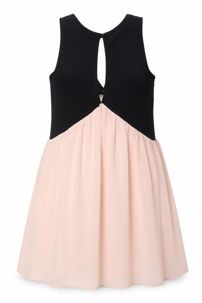 Solemio Women’s Black Pink Fit & Flare Sleeveless Party Dress L
