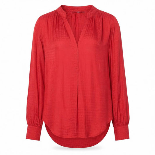 Next Women’s Red Long Sleeve Tunic Blouse Size 10 V-Neck Workwear