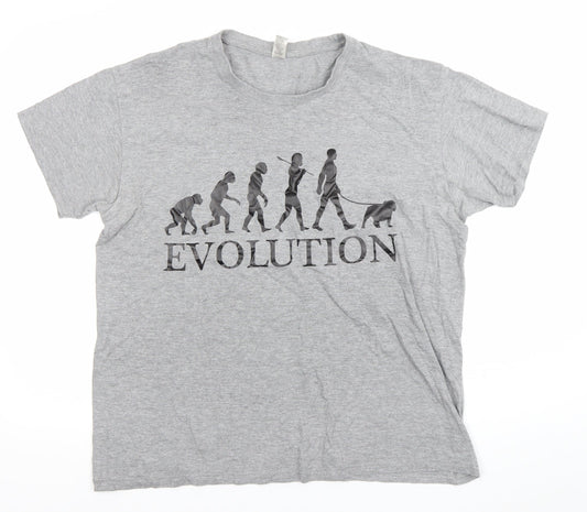 Imperial Men's Grey Evolution Funny Graphic T-Shirt Size L