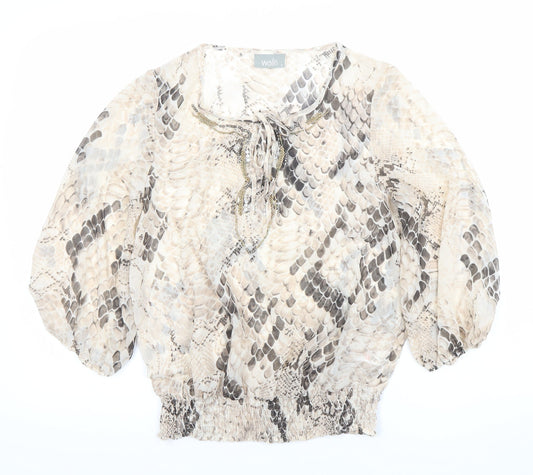 Wallis Womens Multicoloured Snake Print Tunic Blouse S 3/4 Sleeve