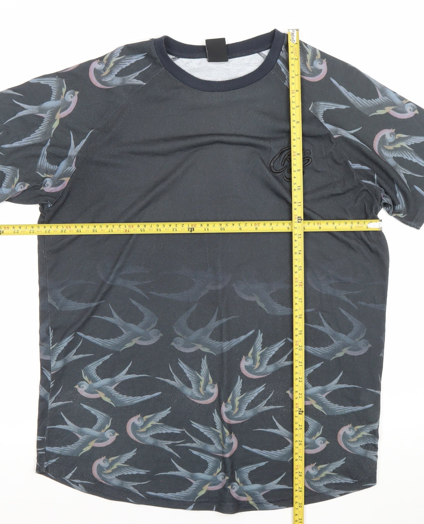 Cross Hatch Men's Black XL Bird Print Crew Neck T-Shirt