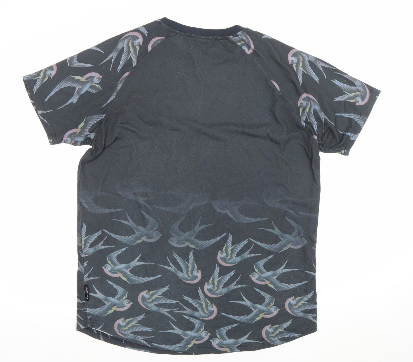 Cross Hatch Men's Black XL Bird Print Crew Neck T-Shirt