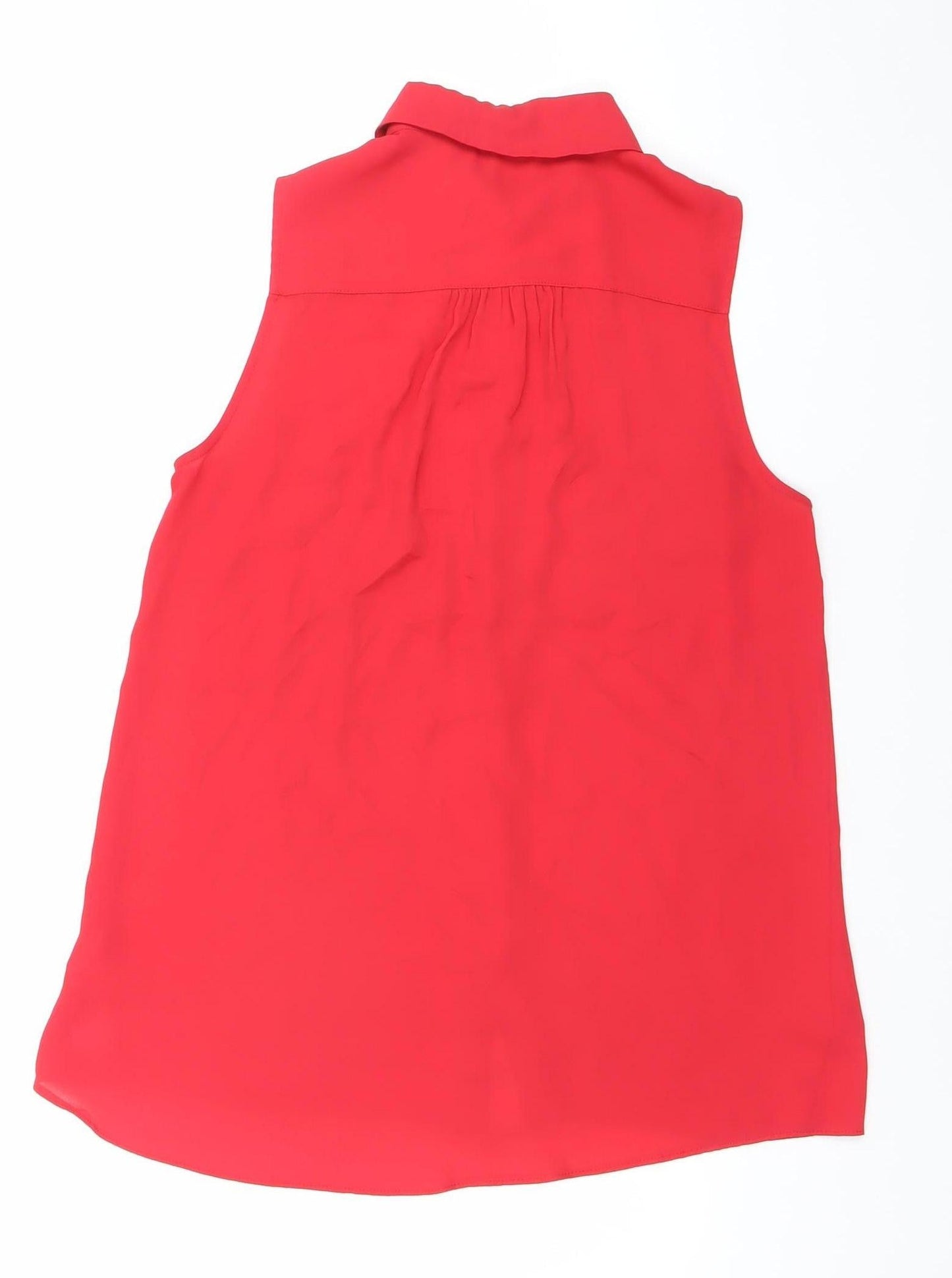LOOK Womens Red Size 10 Sleeveless Collared Button-Up Blouse
