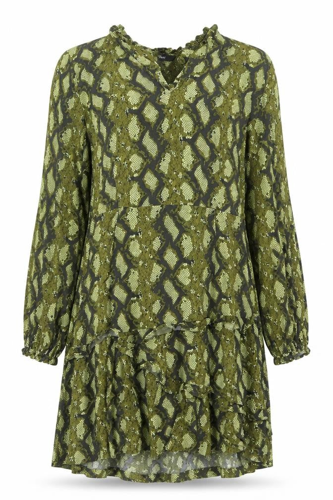 Next Women’s Green Animal Print Mini Shift Dress UK 10 Long Sleeve