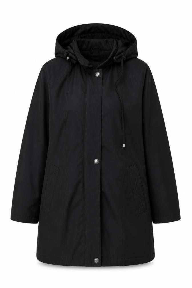 Bonmarché Women’s Black Mid-Length Waterproof Rain Coat Size M