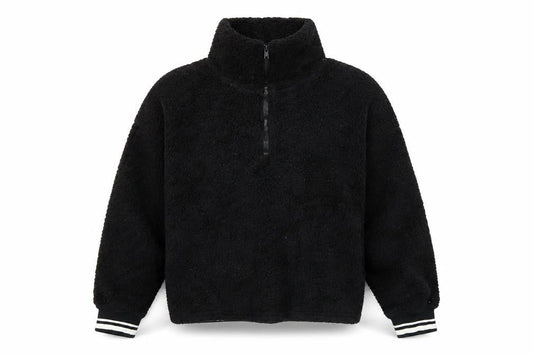 Champion Mens Black Fleece Sweatshirt Medium 1/2 Zip High Neck