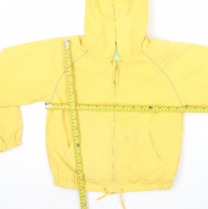 Back view of Track & Field boys’ yellow windbreaker jacket hooded 9 years