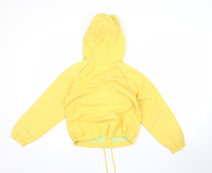 Close-up detail of Track & Field boys’ yellow windbreaker jacket hooded 9 years