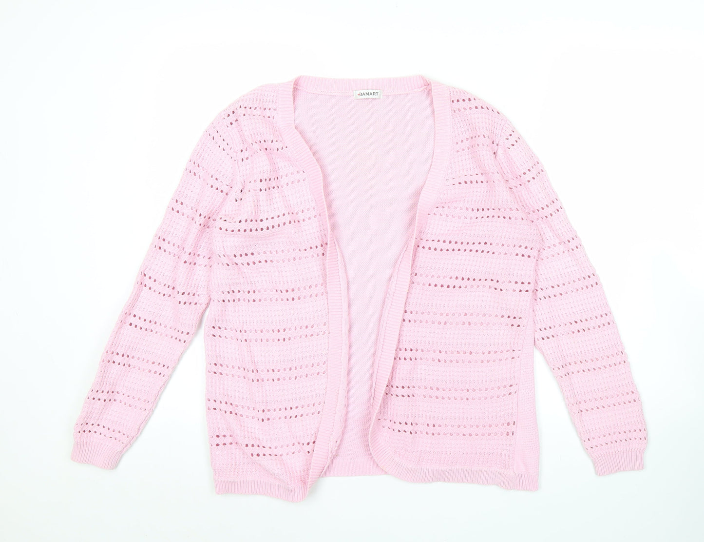 Damart Womens Pink Cotton Open Knit Cardigan Size 10