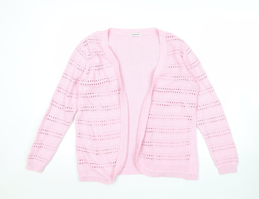 Damart Womens Pink Cotton Open Knit Cardigan Size 10