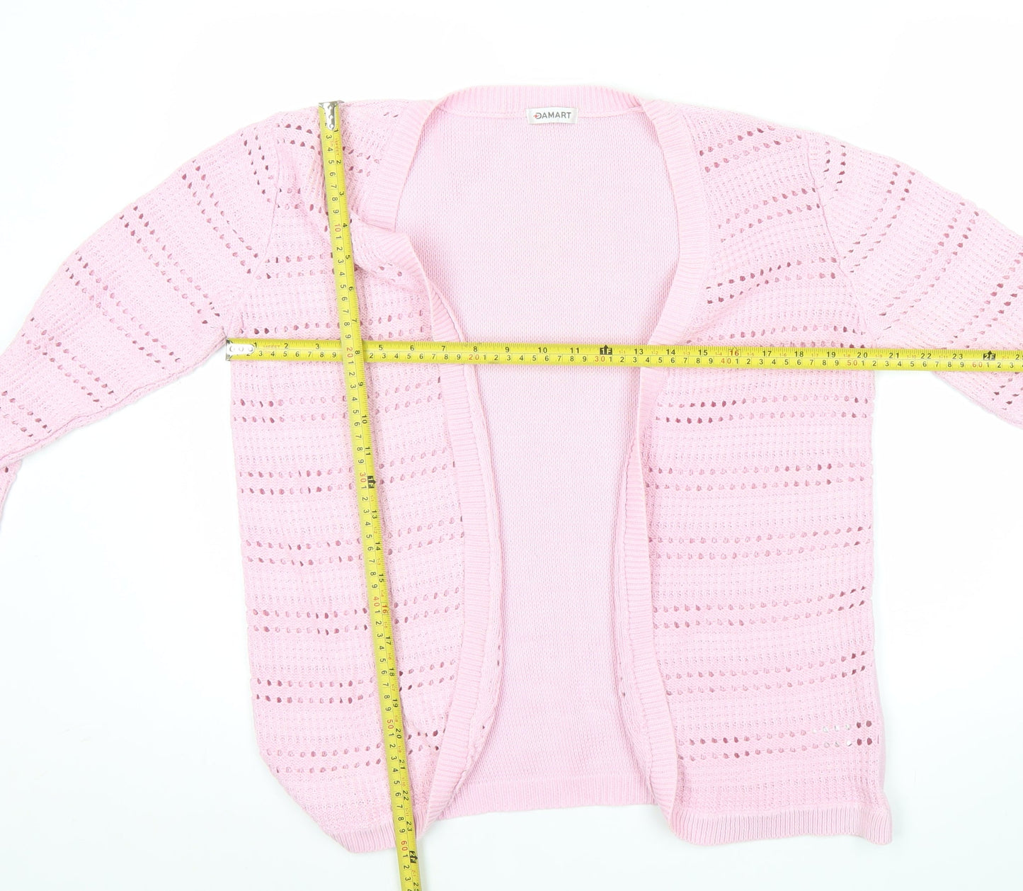 Damart Womens Pink Cotton Open Knit Cardigan Size 10
