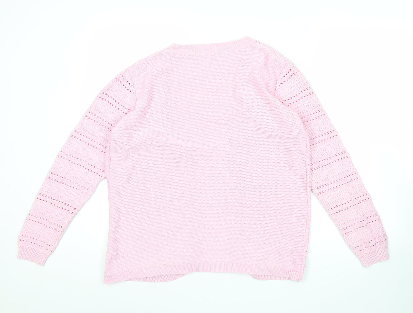 Damart Womens Pink Cotton Open Knit Cardigan Size 10
