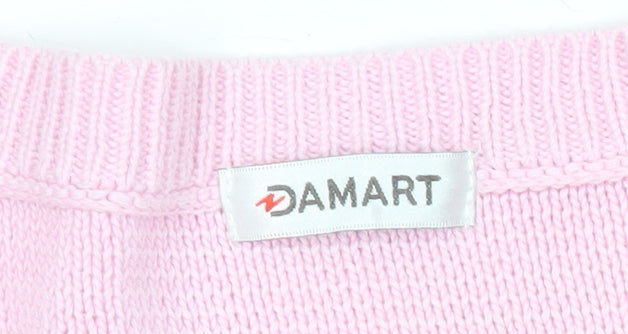 Damart Womens Pink Cotton Open Knit Cardigan Size 10