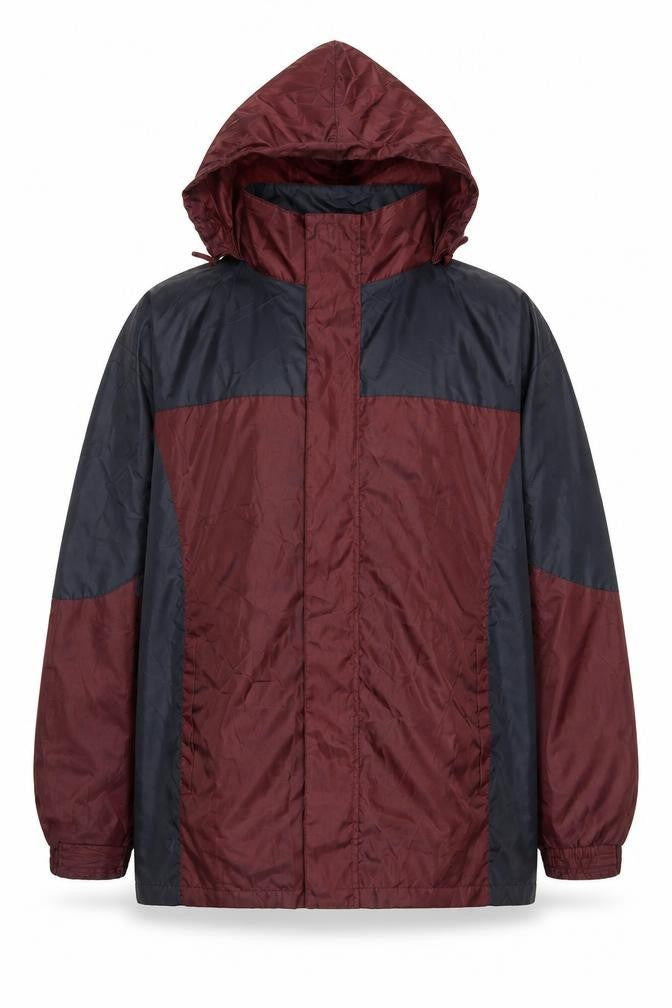 Cotton Traders Mens Burgundy Windbreaker Jacket L Hooded Polyester