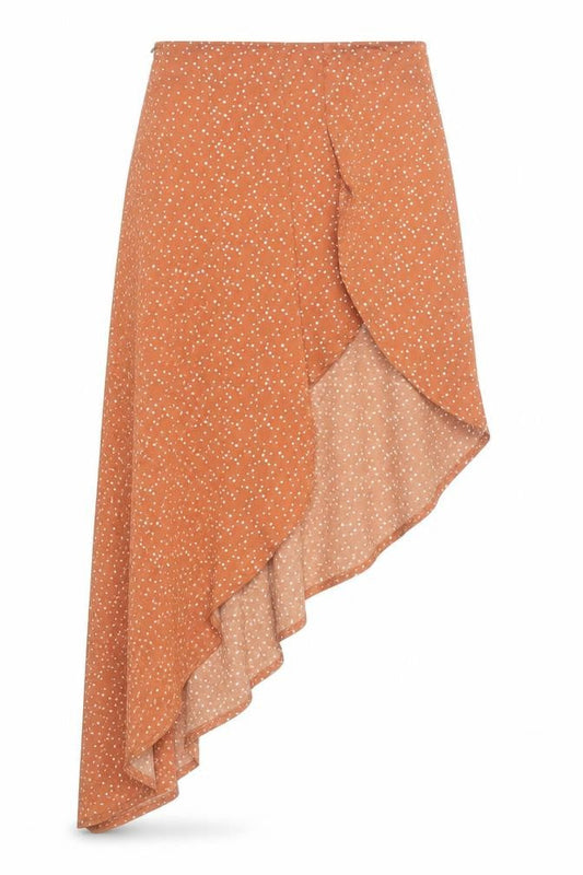 PRETTYLITTLETHING Women’s Brown Polka Dot Wrap Midi Skirt Size 8