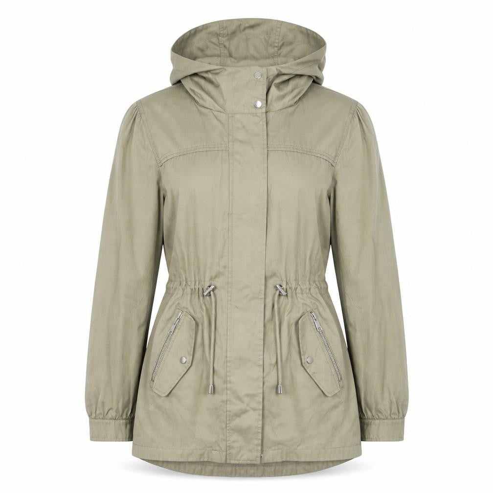 George Women’s XS Khaki Parka Jacket Hooded Full Zip Casual