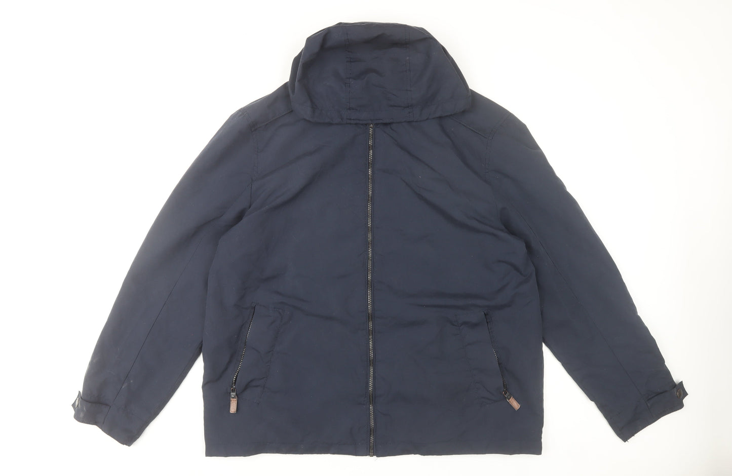 Maine New England Men’s Blue Hooded Zip Jacket Size L 42-44”