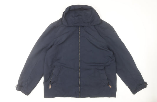 Maine New England Men’s Blue Hooded Zip Jacket Size L 42-44”