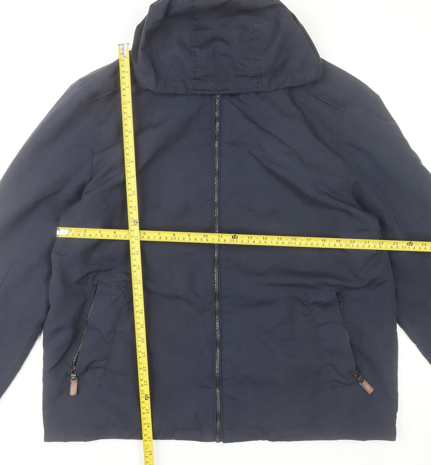 Maine New England Men’s Blue Hooded Zip Jacket Size L 42-44”
