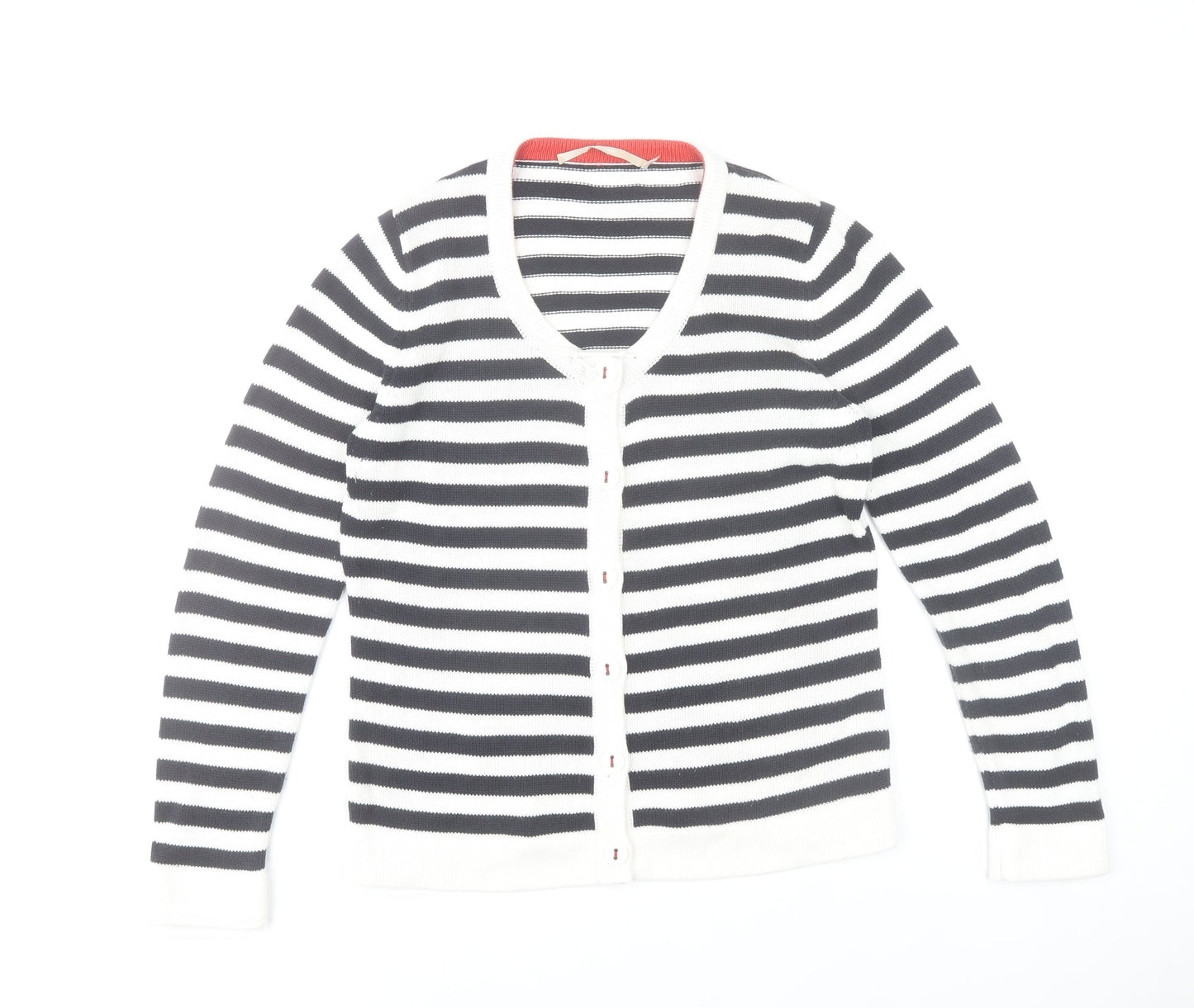 Gardeur Womens Black White Striped V-Neck Cardigan Size 10