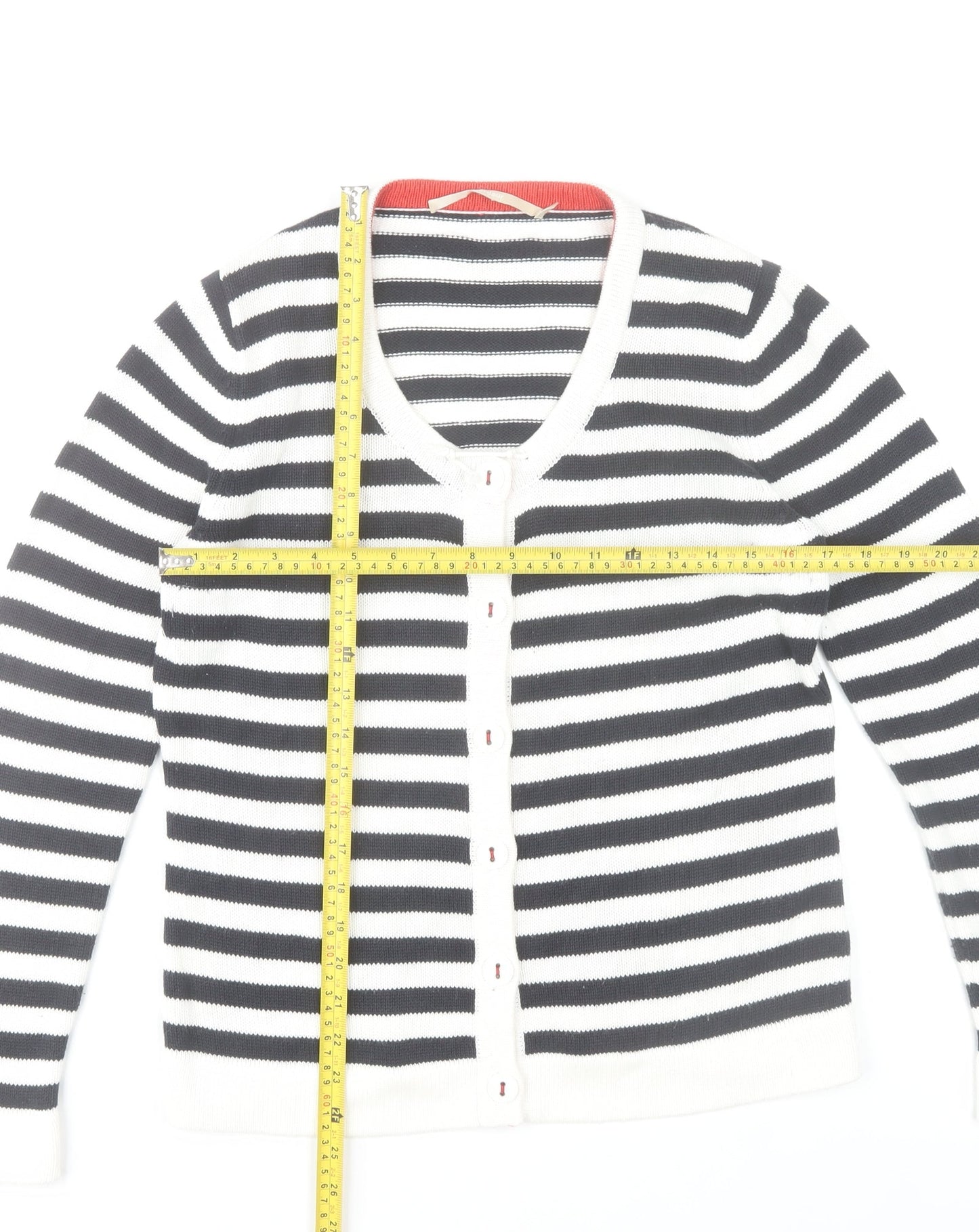 Gardeur Womens Black White Striped V-Neck Cardigan Size 10
