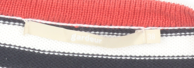 Gardeur Womens Black White Striped V-Neck Cardigan Size 10