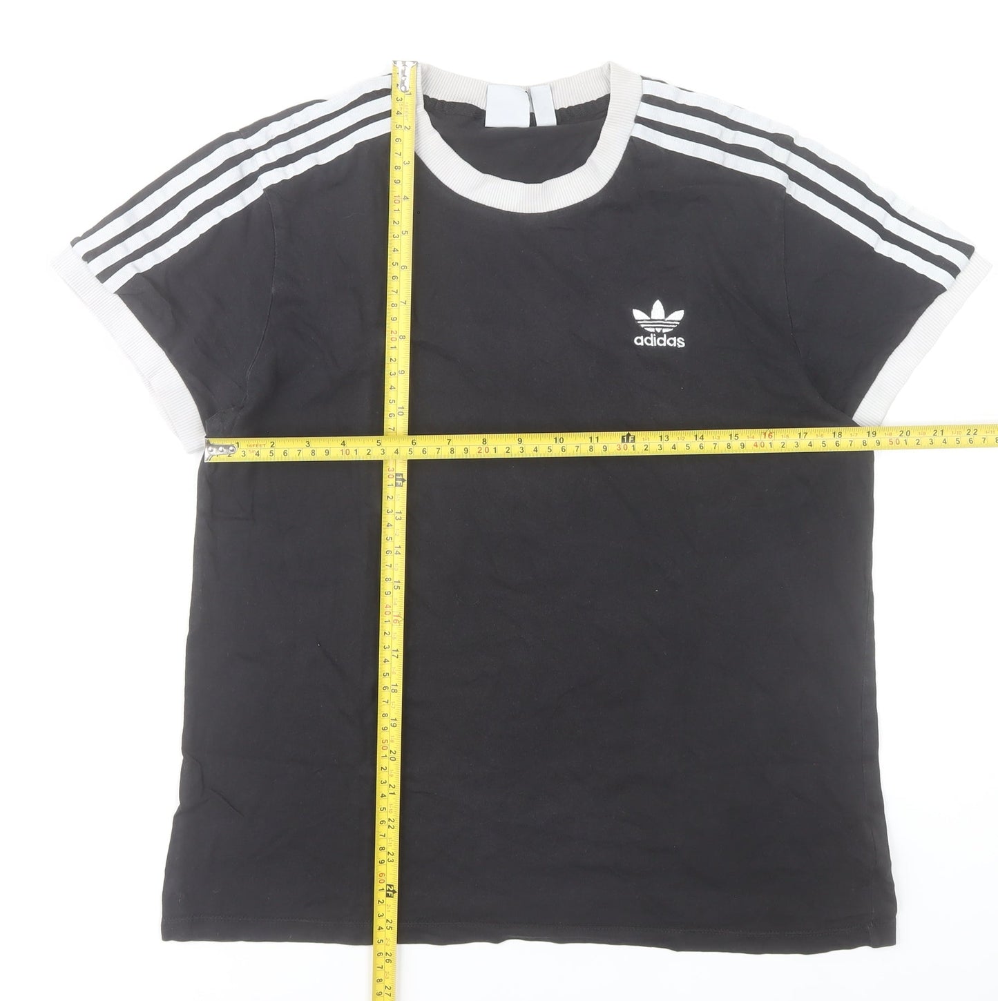 Adidas Womens Black Size 12 Cotton Crew Neck Short Sleeve T-Shirt