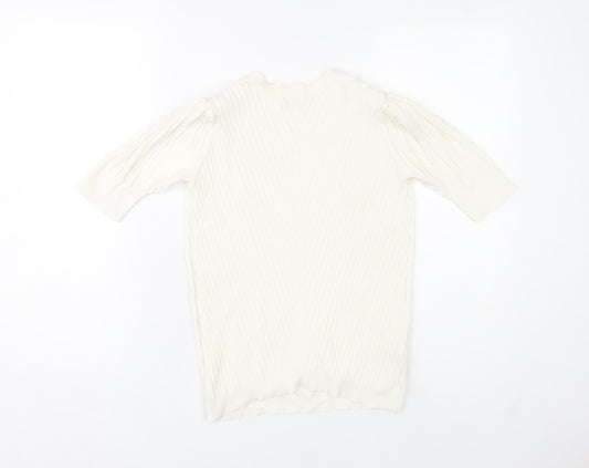 Marks and Spencer Women’s Ivory Knit Blouse Size 10 Puff Sleeve