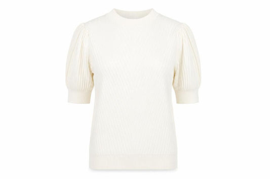 Marks and Spencer Women’s Ivory Knit Blouse Size 10 Puff Sleeve