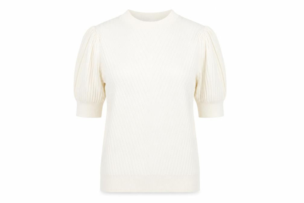 Marks & Spencer Women’s Ivory Knit Blouse Size 10 Puff Sleeve