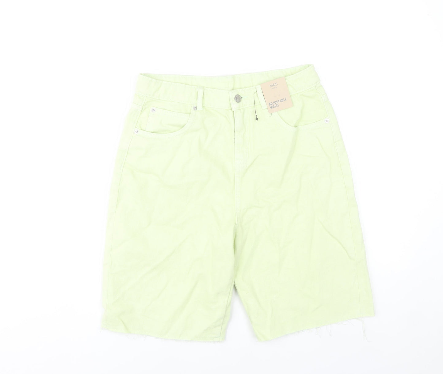 Marks and Spencer Girls Green Cut-Off Denim Shorts Size 13-14Y