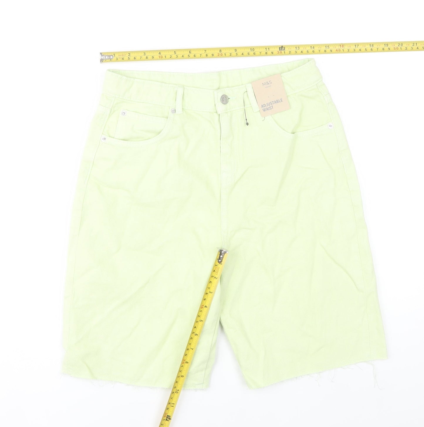 Marks and Spencer Girls Green Cut-Off Denim Shorts Size 13-14Y